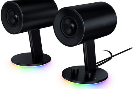 Nommo Chroma: Custom Woven 3" Glass Fiber Drivers - Rear-Facing Bass Ports - Bass Knob W/Automatic Gain Control Chroma Enabled - Full Range 2.0 PC Gaming Speakers, Black