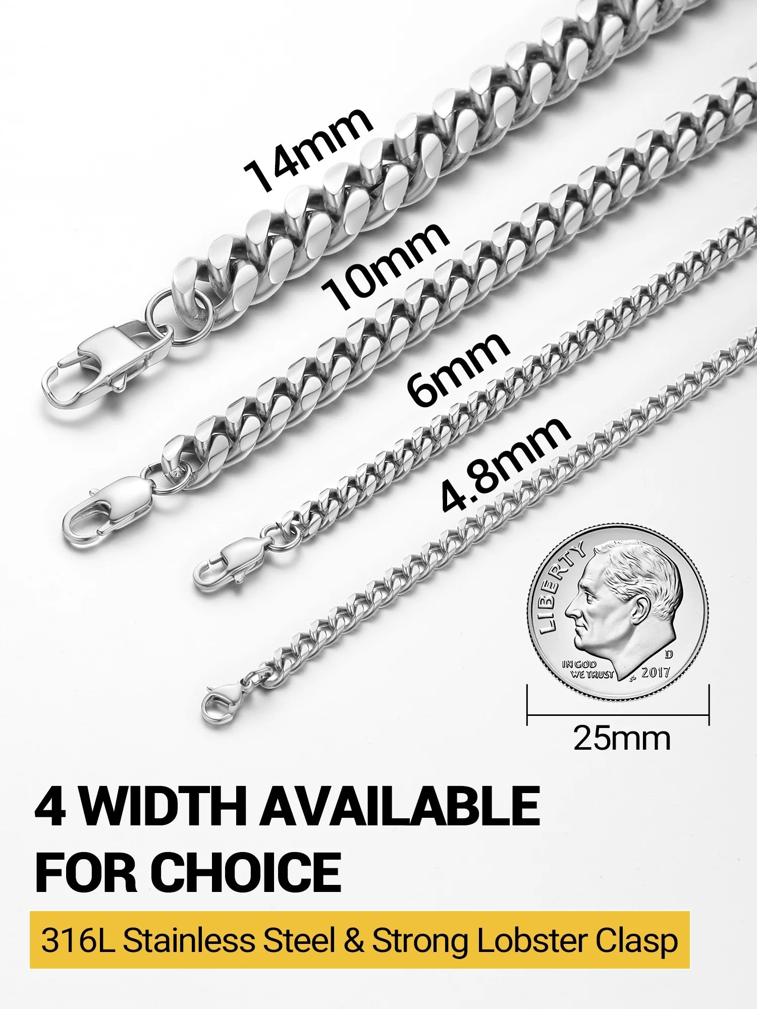 Men Chain Bracelet Cuban Stainless Steel Curb Bracelet 6MM 8.3 Inch Silver Wrist Bracelet Mens Birthday Valentines Day Jewelry Gifts for Him Dad Adults Age