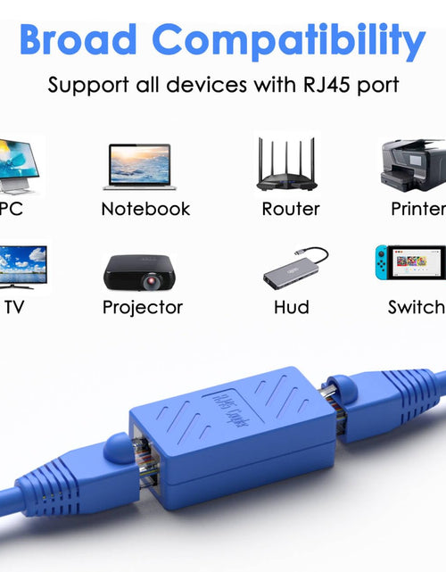 Load image into Gallery viewer, RJ45 Coupler Female to Female Ethernet Coupler for Cat7/Cat6/Cat5/Cat5E Network Cable Extender Adapter RJ45 in Line Coupler (Blue5 Pack)
