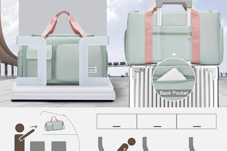 Small Gym Bag for Women, Waterproof Duffle Bag Carry on Weekender Bag with Shoe Compartment & Wet Pocket, Tote Bag for Travel, Workout, Sport