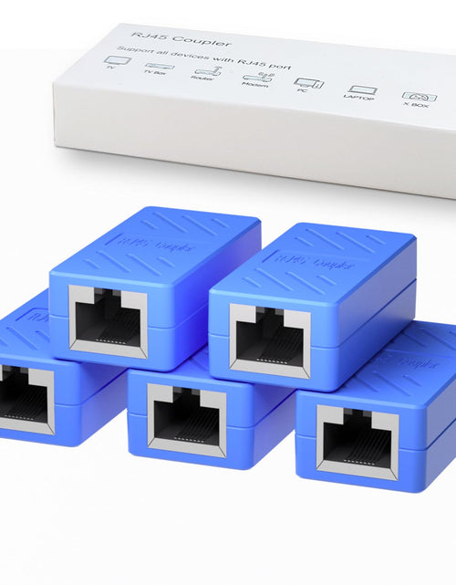 Load image into Gallery viewer, RJ45 Coupler Female to Female Ethernet Coupler for Cat7/Cat6/Cat5/Cat5E Network Cable Extender Adapter RJ45 in Line Coupler (Blue5 Pack)
