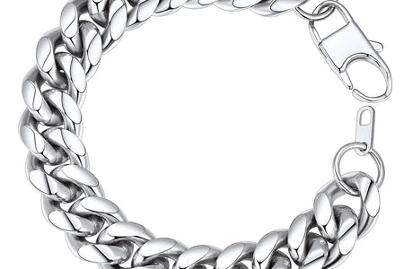 Bracelet for Men Chunky Cuban Bracelet 14MM 7.5 Inch Stainless Steel Chain Bracelet Mens Birthday Valentines Day Jewelry Gifts for Him Dad Adults Age