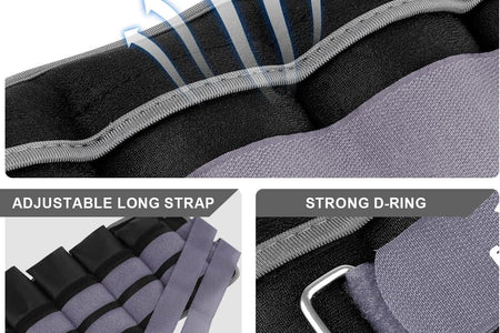 Adjustable Ankle Weights 1-3/4/5/6/8/10/12/15/20 LBS Pair with Removable Weight for Jogging, Gymnastics, Aerobics, Physical Therapy