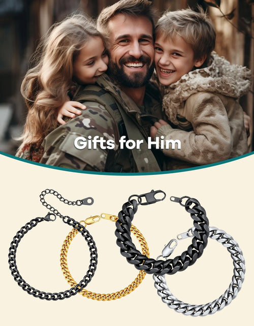 Load image into Gallery viewer, Men Chain Bracelet Cuban Stainless Steel Curb Bracelet 6MM 8.3 Inch Silver Wrist Bracelet Mens Birthday Valentines Day Jewelry Gifts for Him Dad Adults Age
