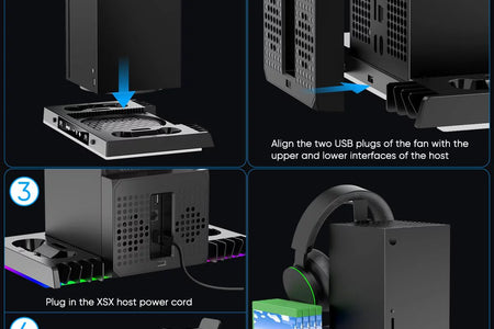 Estación De Carga Con Ventilador De Enfriamiento RGB Mejorada Para Consola Y Control Xbox Series X, Base De Carga Dual Inalámbrica Y Soporte Para Sistema De Enfriamiento Con 15 Modos De Luz Colorida Para Almacenamiento De Accesorios Xbox Series X