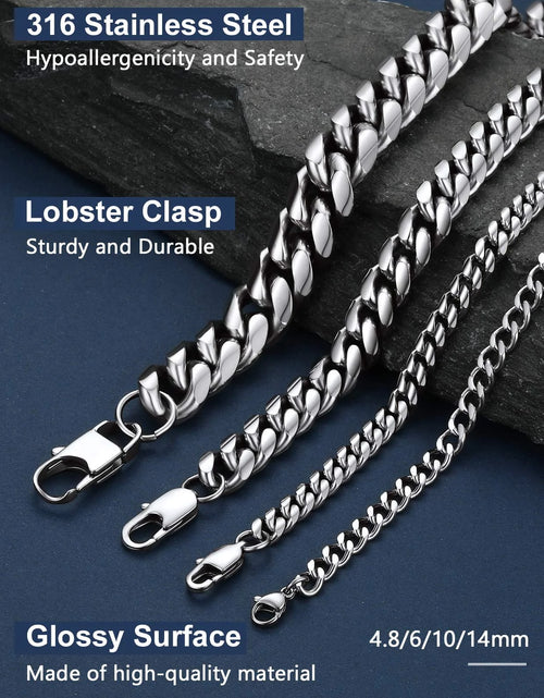 Load image into Gallery viewer, Hip Hop Men Necklaces Curb Cuban Chains 20Inch 10Mm Stainless Steel Chains Fathers Day Necklace Gift for Mens Dad Son
