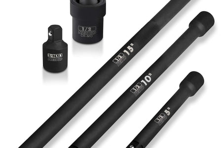 00256A 1/2-Inch Drive Impact Extension Bar and Adapter Set, 5-Piece | Includes 5, 10, 15-Inch Extension Bars, Universal Joint, and Reducer