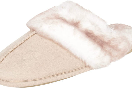 Women'S Comfy Faux Fur House Slipper Scuff Memory Foam Slip on Anti-Skid Sole