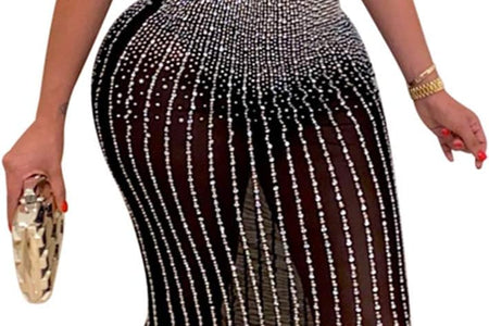 Women Long Sleeve Birthday Dresses Sexy Hot Diamond Process Sexy Dress Party Club Night Dress